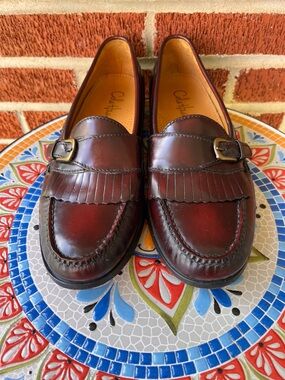 Cole Haan Pinch Monk Strap Mens 10D Burgundy Leather Kiltie Dress Shoes